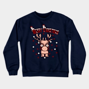 Merry Christmas Reindeer Crewneck Sweatshirt